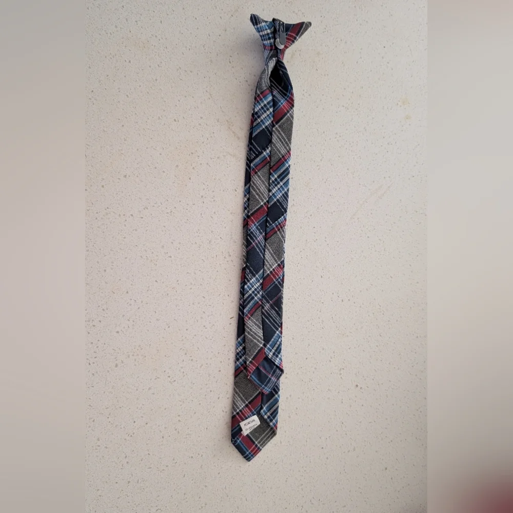 Plaid Slim Men's Tie in Navy, Gray & Burgundy